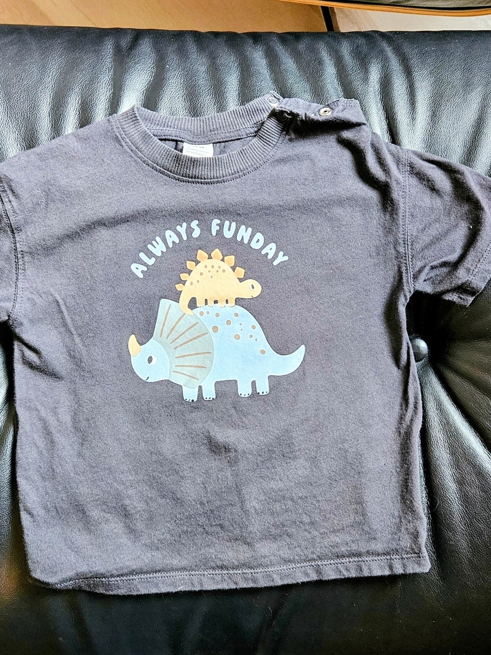 H&M Black Kids Tee with Pastel Dinosaur Graphic